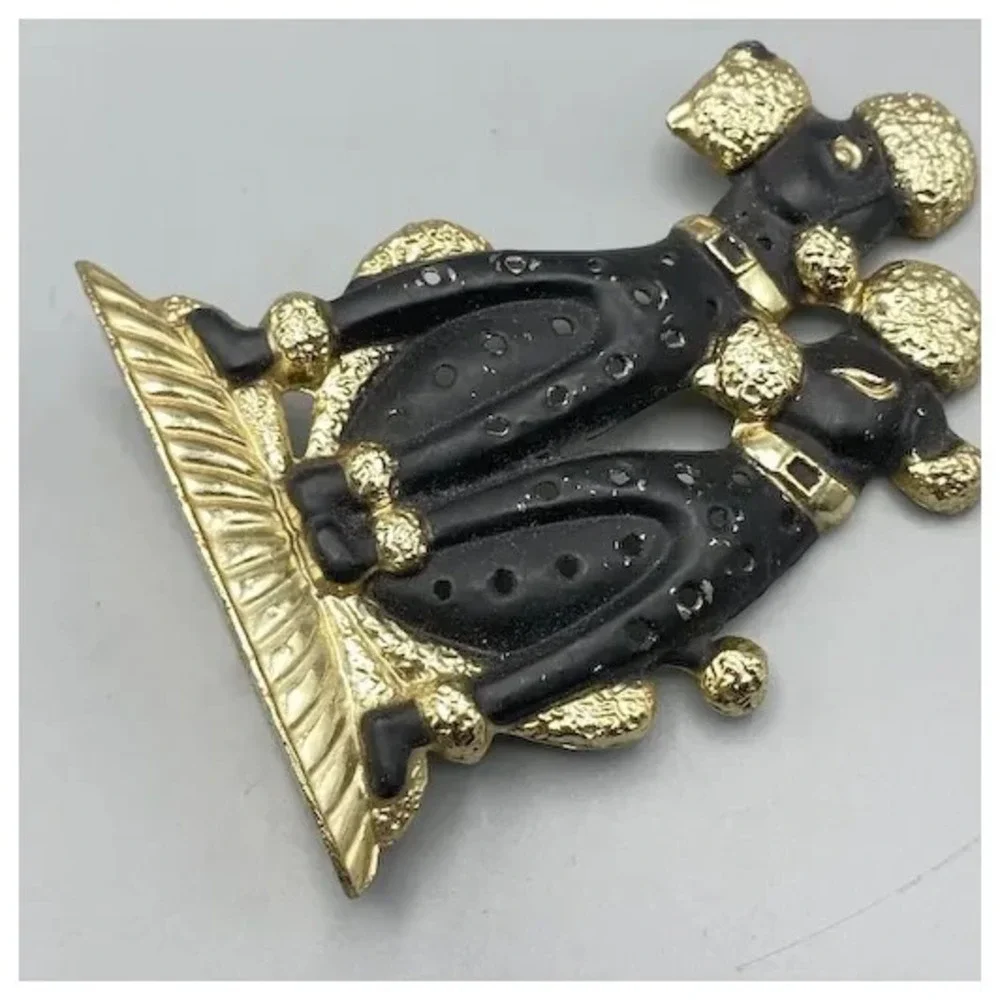 Vintage‎ Torino Black and Gold Tone Poodle Earring Holder Dogs